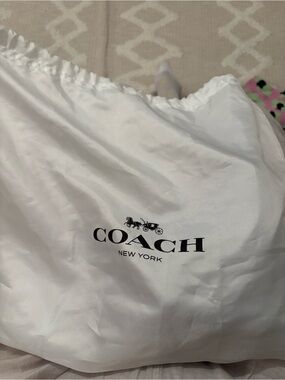 Coach White Drawstring Dust Bag with Black Logo